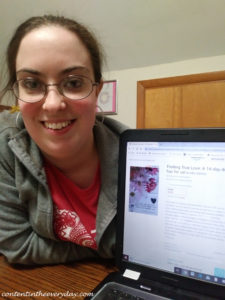 Bailey Sue with her E-book_with Blog URL
